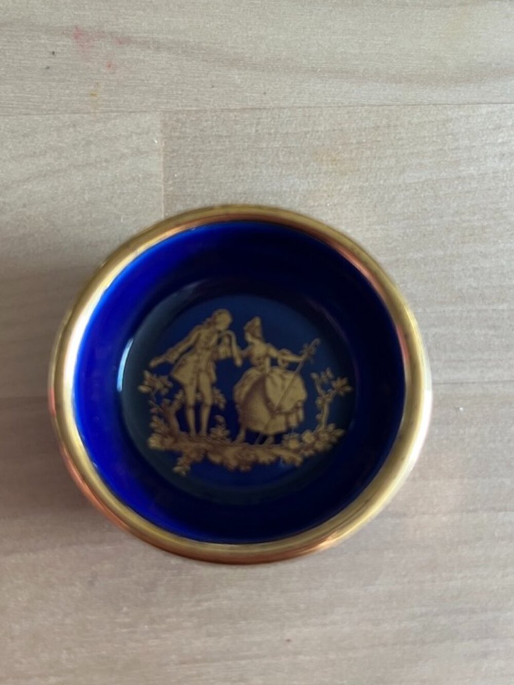 Limoges France Cobalt Blue Miniature Trinket Dish